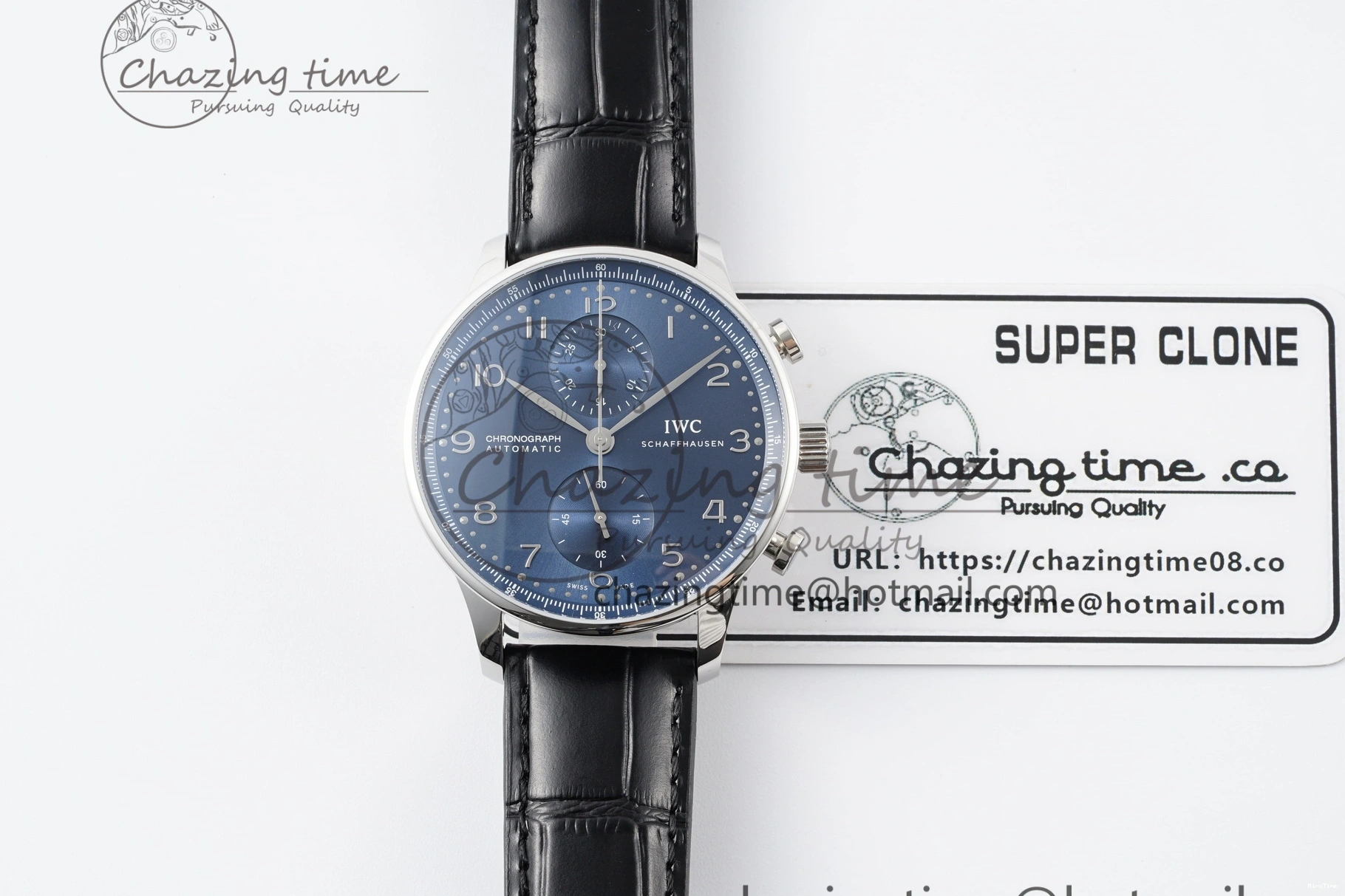 MIROTIME 1230 Portuguese Chrono IW3716 RSF 1:1 Best Edition Blue Dial on Black Leather Strap A RelaxedFit 7045